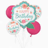 Free Spirit Happy Birthday Foil Balloon Bouquet - 5 Piece Set